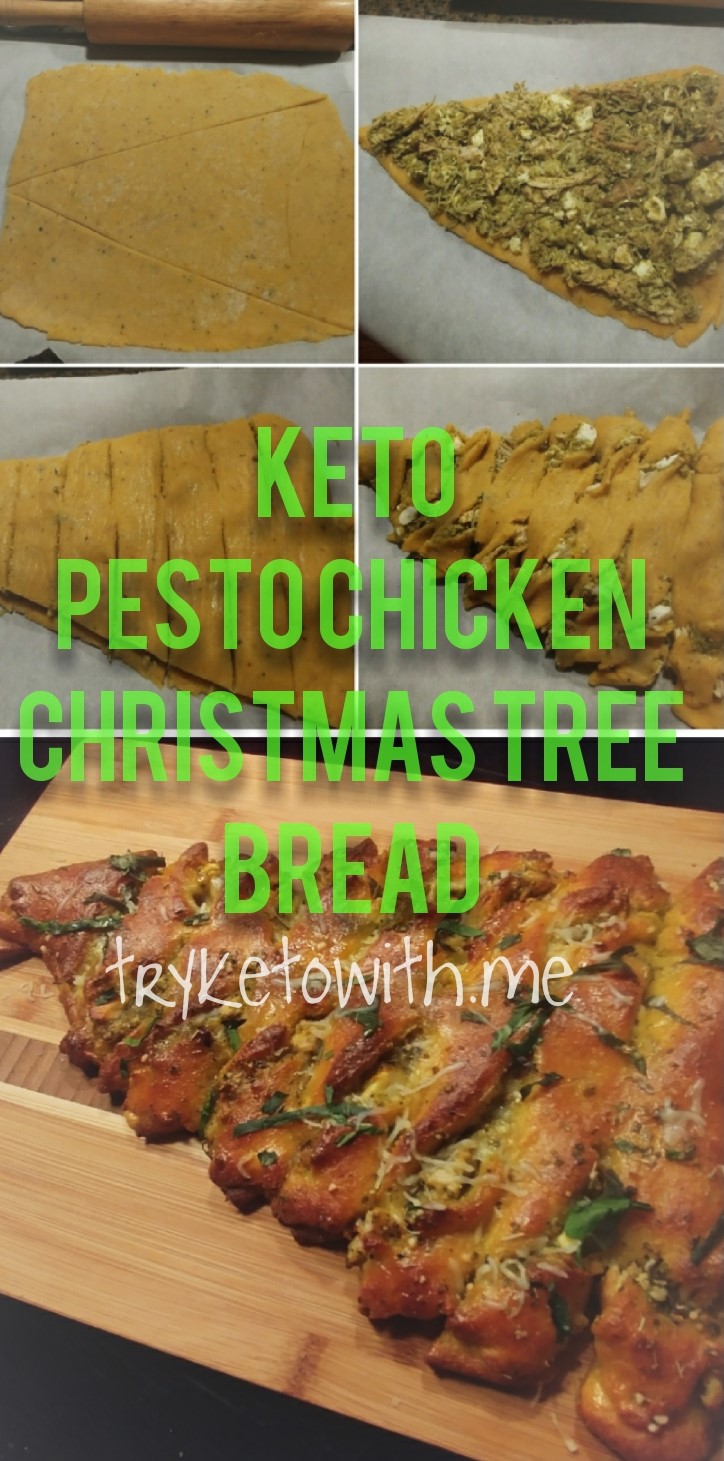Keto Chicken Pesto Christmas Tree Bread - TryKetoWith.Me